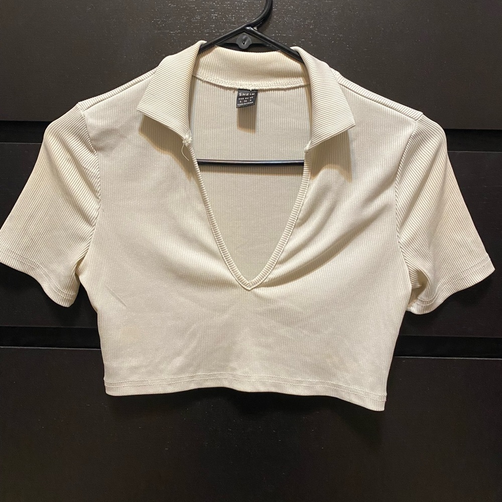 2 for $10 v neck cropped tops, brown and white
